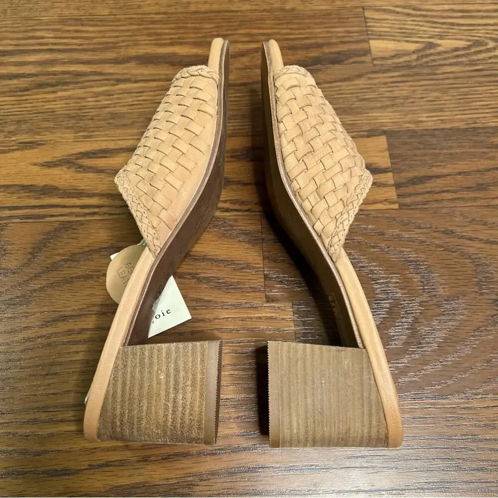 Joie woven tan block heel sandals made of genuine leather size 8.5